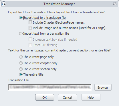 The Translation Tool extracts the text from the course and converts it to an RTF (rich text format) file.