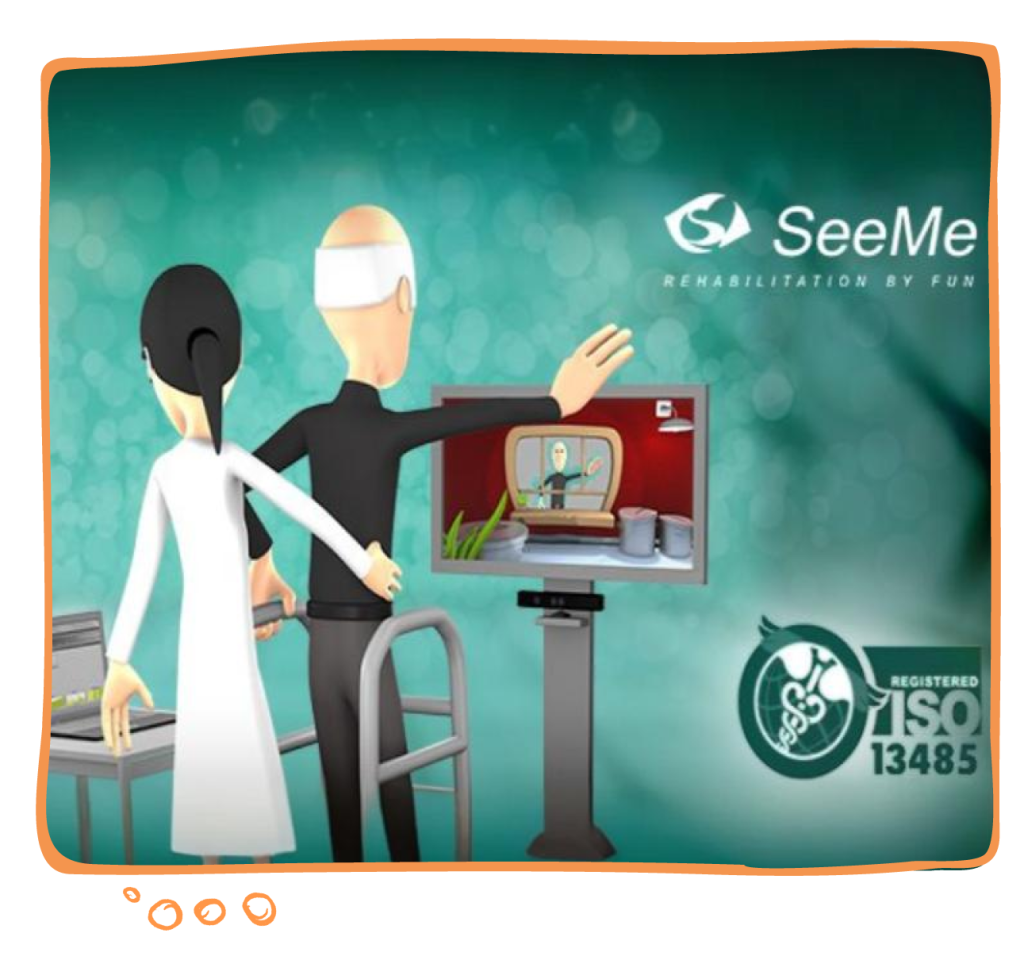 SeeMe is a rehabilitation platform that helps patients increase strength, balance, and range of motion through games. Image from Virtual Reality Rehabilitation.