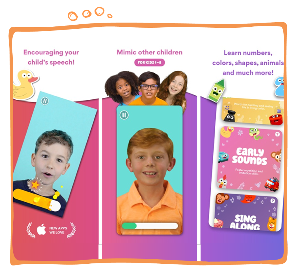 Speech Blubs is a fun language therapy app designed for kids. Image from Source Kids.